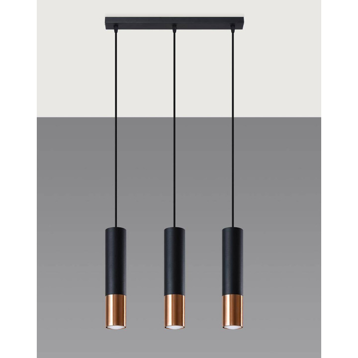 Lampa wisząca LOOPEZ 3L czarny/miedź