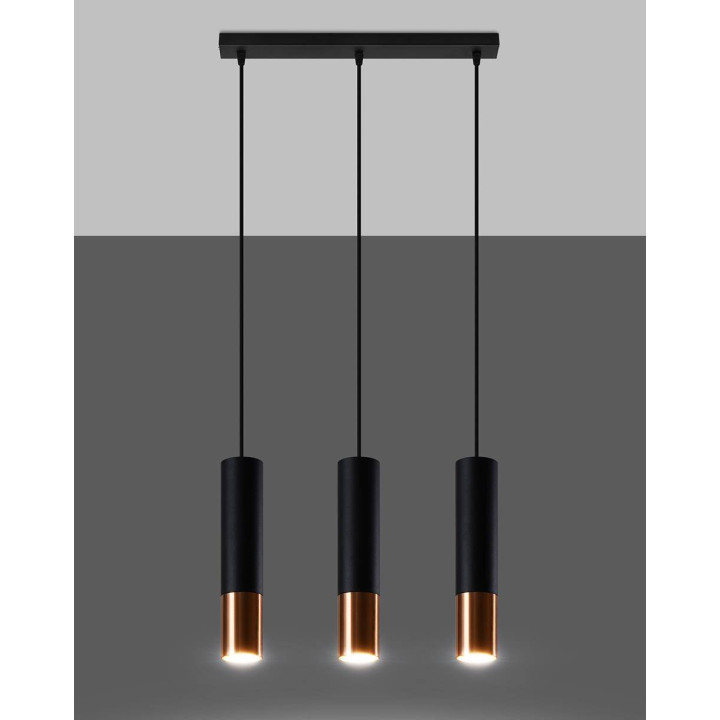 Lampa wisząca LOOPEZ 3L czarny/miedź