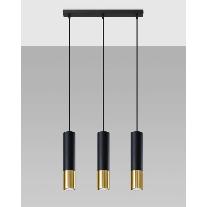 Lampa wisząca LOOPEZ 3L czarny/złoty
