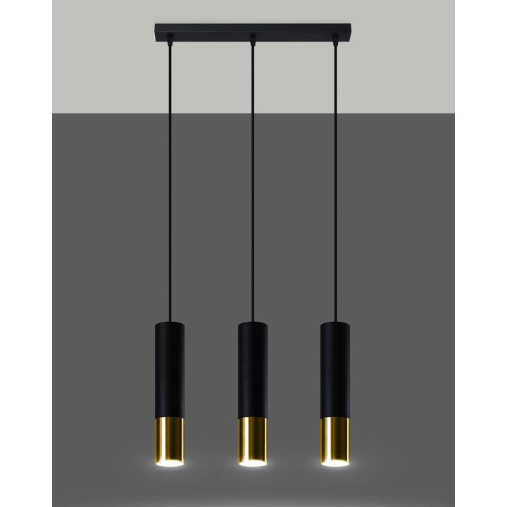 Lampa wisząca LOOPEZ 3L czarny/złoty