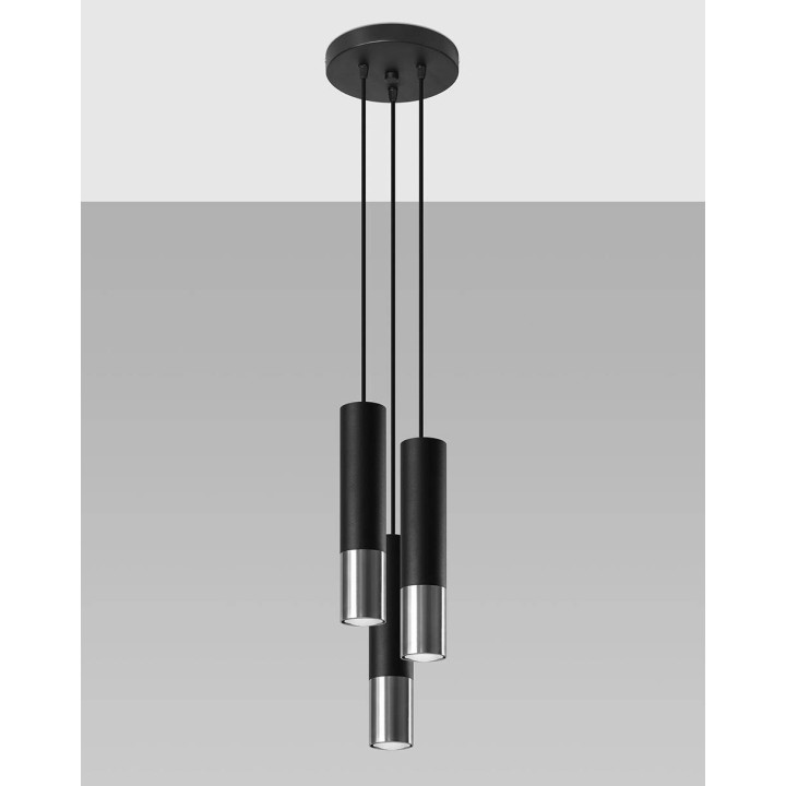 Lampa wisząca LOOPEZ 3P czarny/chrom