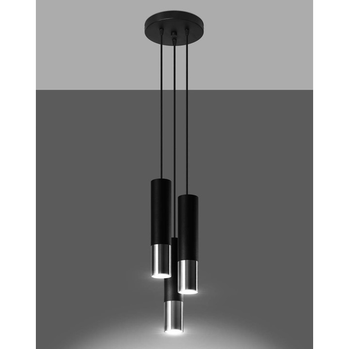 Lampa wisząca LOOPEZ 3P czarny/chrom