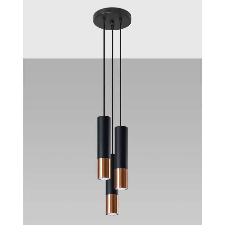 Lampa wisząca LOOPEZ 3P czarny/miedź