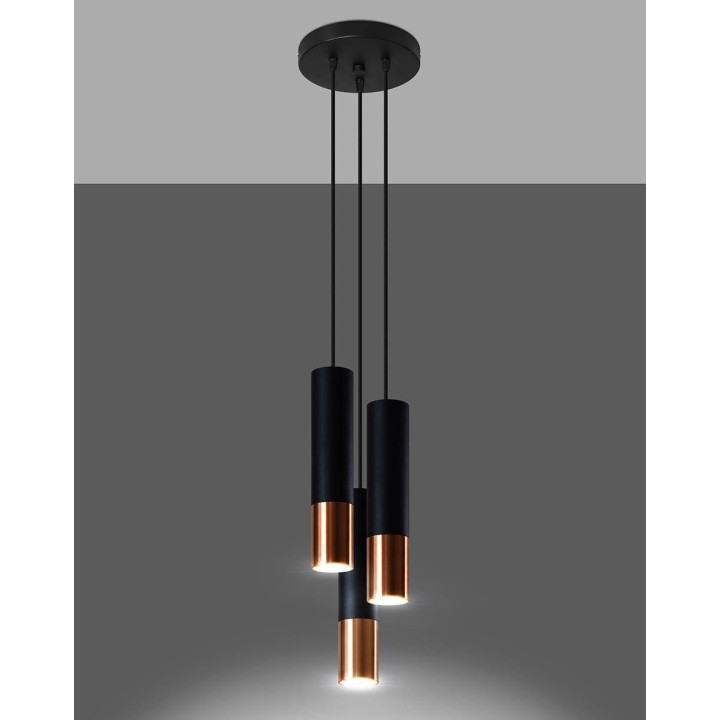 Lampa wisząca LOOPEZ 3P czarny/miedź