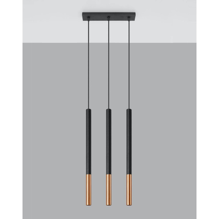 Lampa wisząca MOZAICA 3L czarny/miedź