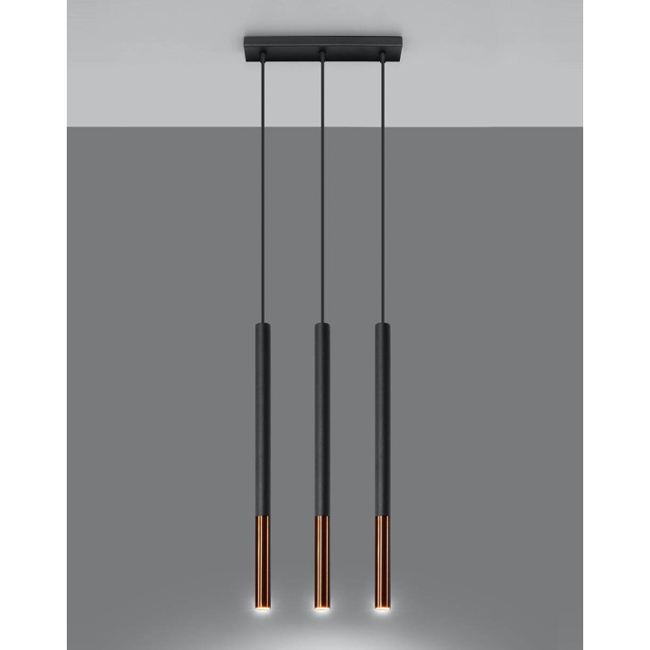 Lampa wisząca MOZAICA 3L czarny/miedź