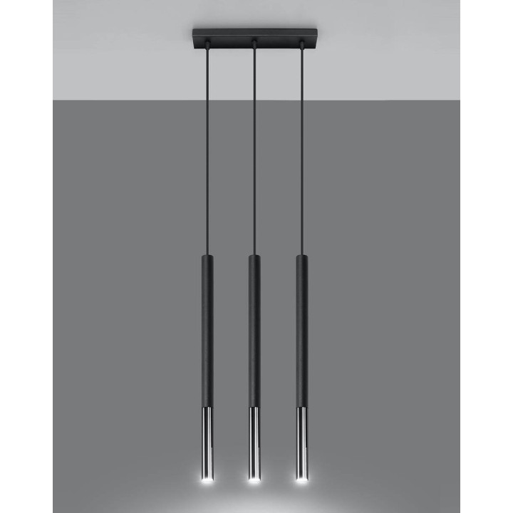 Lampa wisząca MOZAICA 3L czarny/chrom