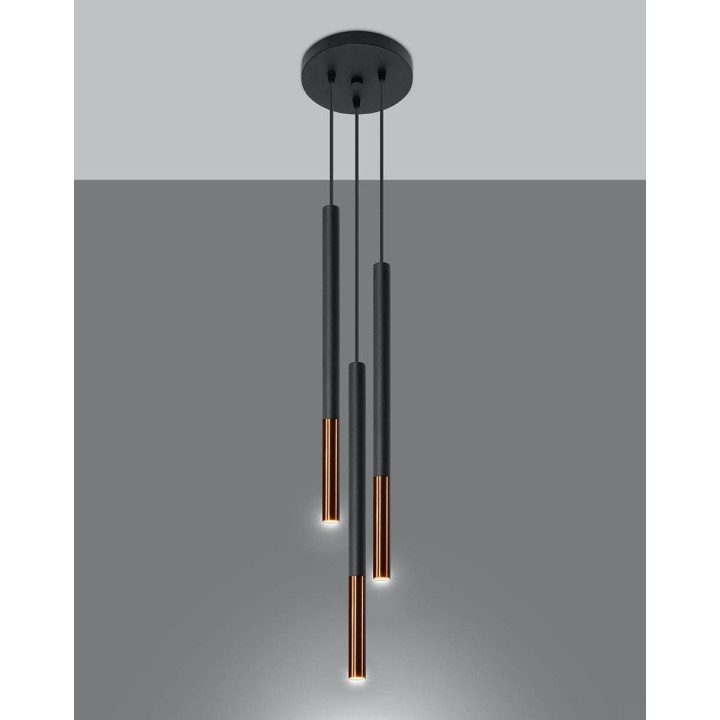 Lampa wisząca MOZAICA 3P czarny/miedź