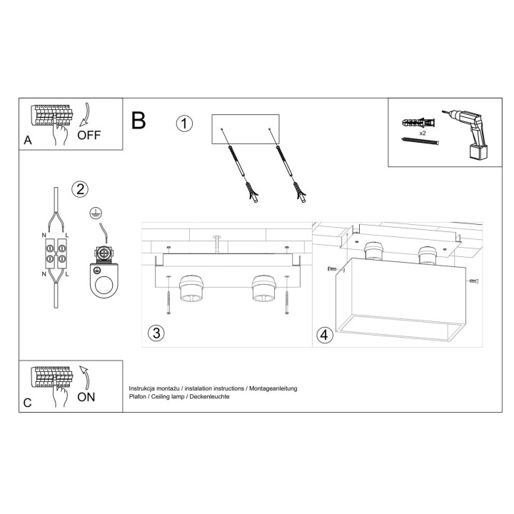 Plafon QUAD MAXI szary