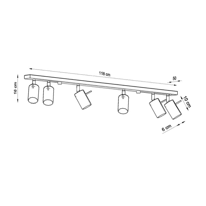 Plafon RING 6L czarny
