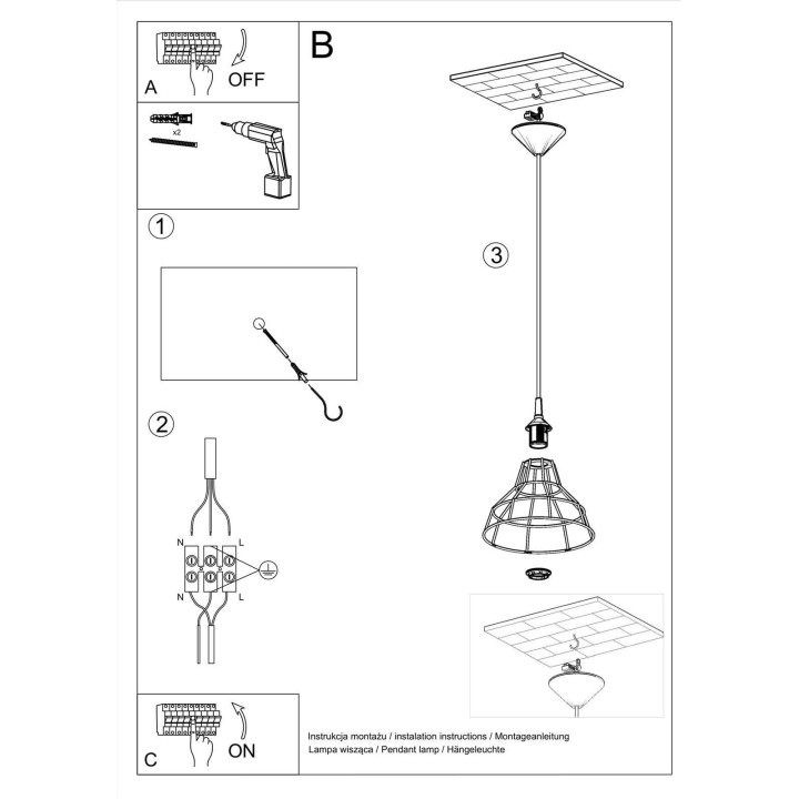 Lampa wisząca ANATA czarna