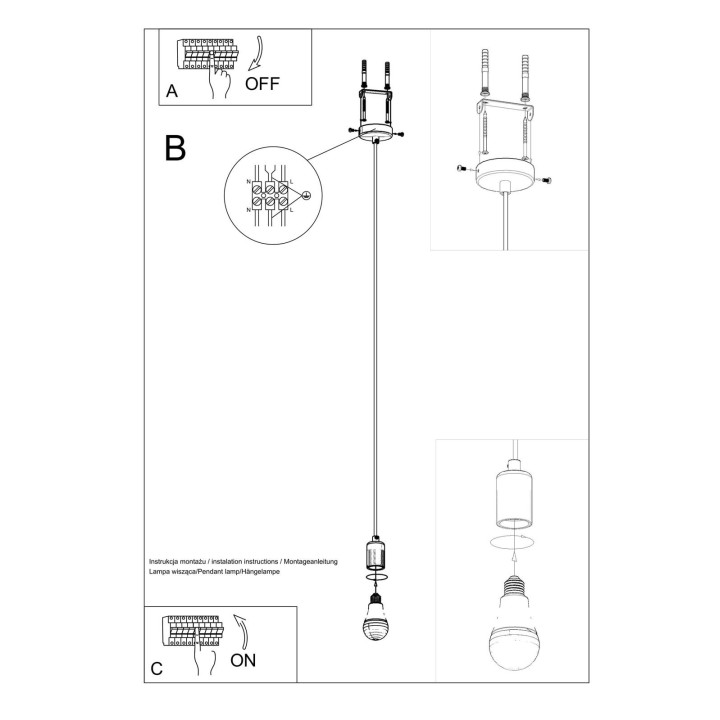 Lampa wisząca EDISON czarna