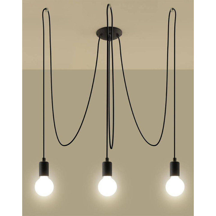 Żyrandol EDISON 3 czarny