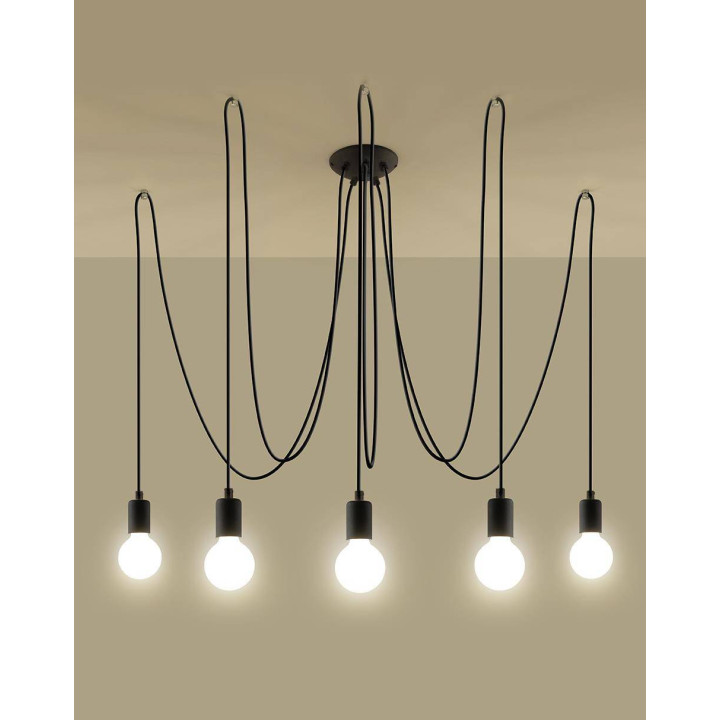 Żyrandol EDISON 5 czarny