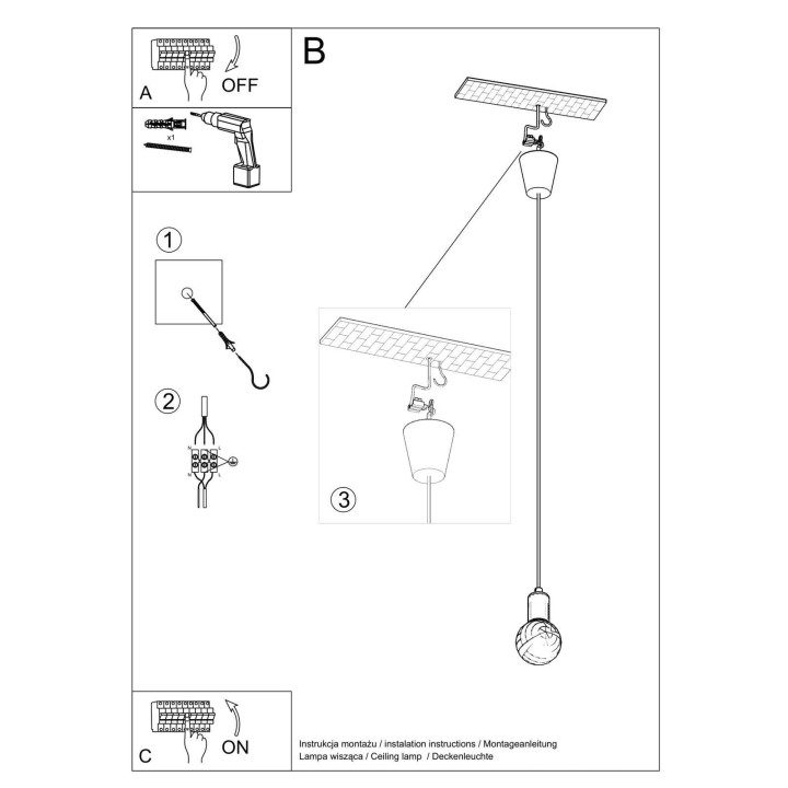 Lampa wisząca DIEGO 1 szara