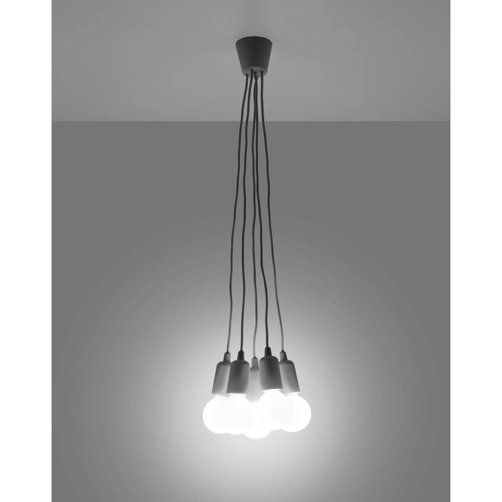 Lampa wisząca DIEGO 5 szara