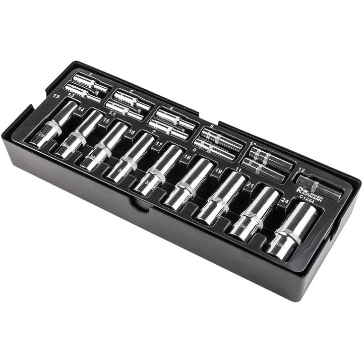 WKŁAD - NASADKI DŁUGIE 1/4', 1/2' 4-24 MM 20 ELEM. (TACKA C1101 W ZESTAWIE)