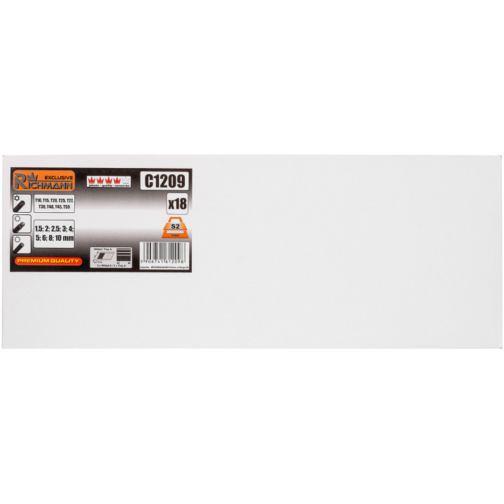 WKŁAD - IMBUSY 1.5-10 MM + TORX T10-T50, S2 18 ELEM. + TACKA C1101