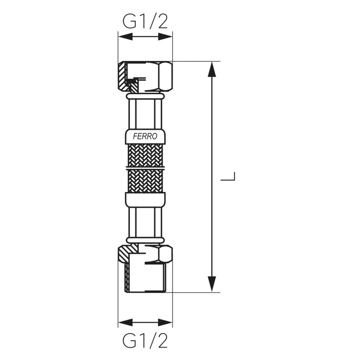 WĄŻ PRZYŁĄCZENIOWY L-80 CM 1-2" GW-GZ Z USZCZELKĄ
