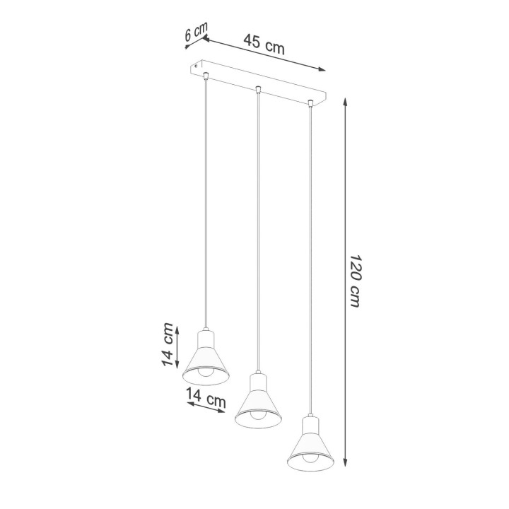 Lampa wisząca TALEJA 3 czarna [E27]