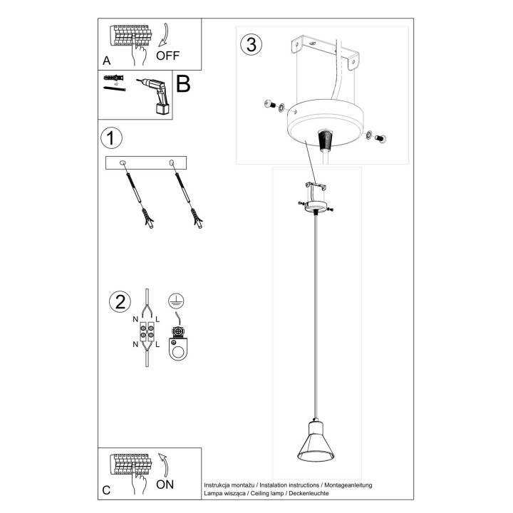 Lampa wisząca TAZILA 1 czarna [ES111]