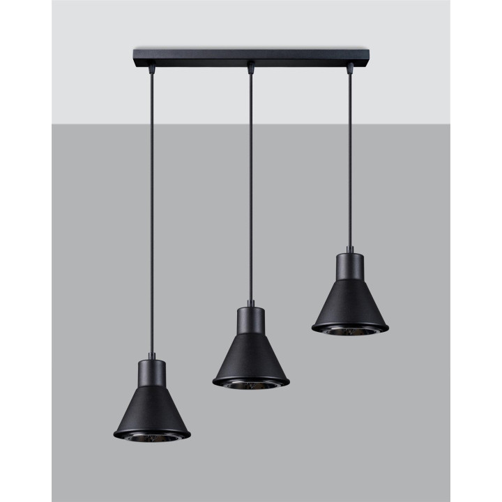 Lampa wisząca TAZILA 3 czarna [ES111]