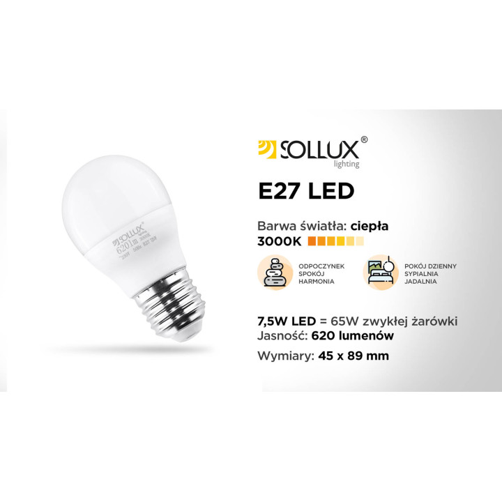 Żarówka LED E27 3000K 7,5W 620lm