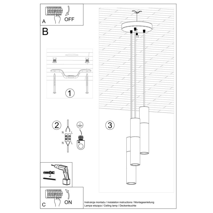 Lampa wisząca BORGIO 3P biały