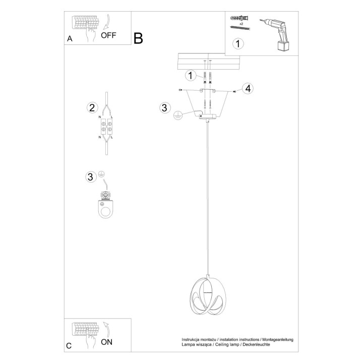 Lampa wisząca TULOS 1 czarna