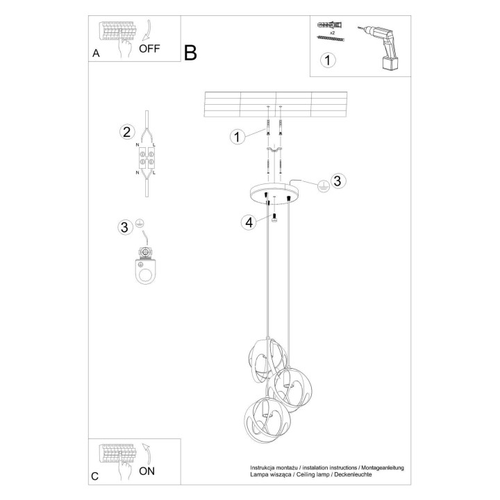 Lampa wisząca TULOS 3P czarna