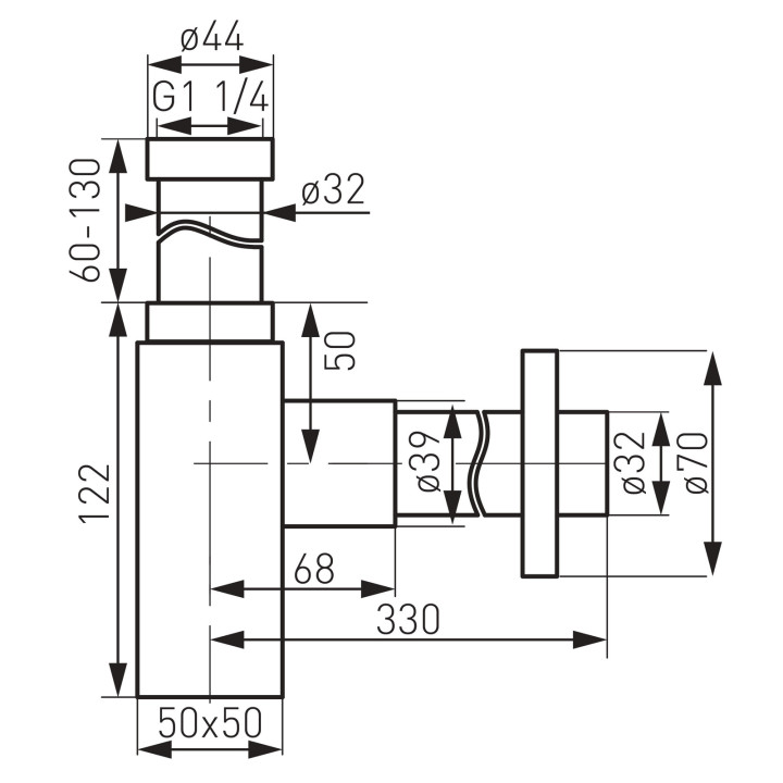 QUADRO SYFON 5/4", ZŁOTY