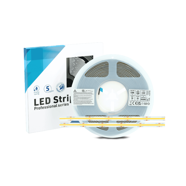 Taśma 2640 LED COB IP65, 528 LED/m, 5m napięcie 24V, moc 10W/m, 6500 K, biała zimna