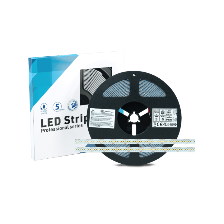 Taśma 1200 LED SMD IP65, 240 LED/m, 5m napięcie 24V, moc 15W/m, 4000 K, biała neutralna