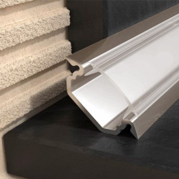 Profil PROFILED oświetleniowy z blendą 23 mm, długość 250 cm, aluminiowy, inox srebrny
