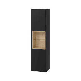 Tuto szafka boczna 160 cm wysoka, czarny mat/dąb