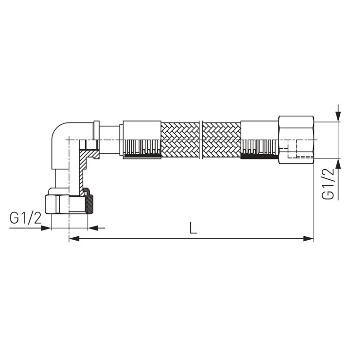 Wąż przyłączeniowy do gazu GW-GW 1-2" kolanko, 0,5 m PVC