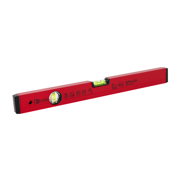 Poziomnica aluminiowa 50cm czerwona STALCO PERFECT S-65050