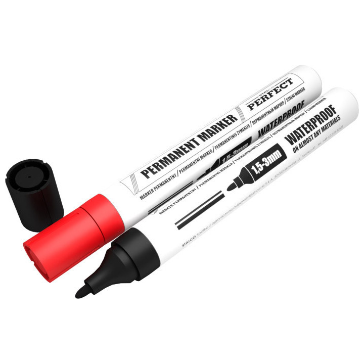Marker permanentny 1,5-3mm czerwony (10szt.) STALCO PERFECT S-76023