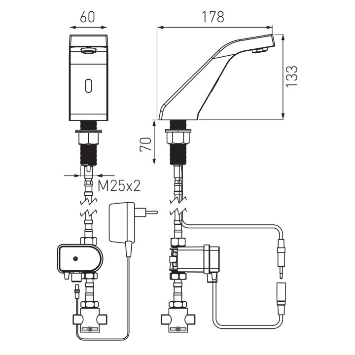 SIROCCO SENSOR PRE-MIXED POWER-SAFE BATERIA BEZDOTYKOWA STOJĄCA, CHROM