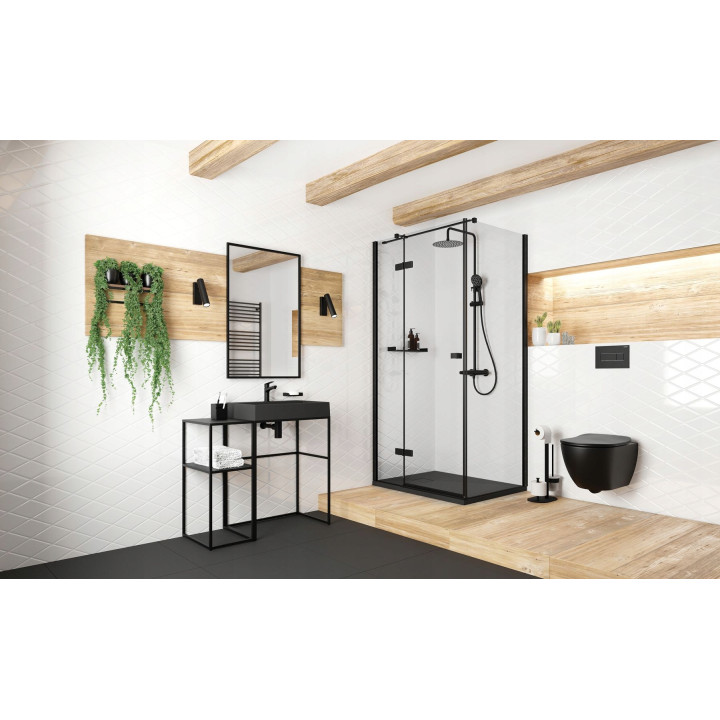 BRODZIK GRANITOWY PROSTOKĄTNY 120X90 CM NERO KQR N43B