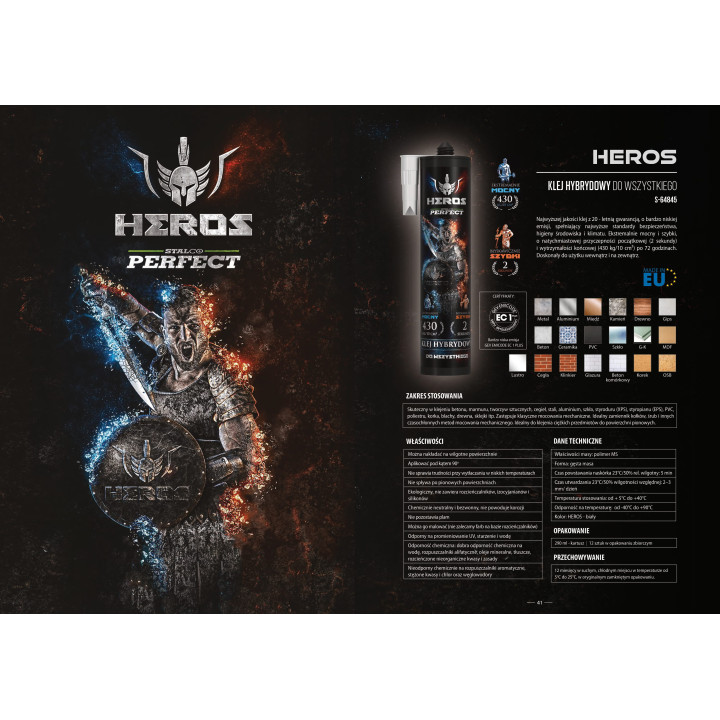 Klej hybrydowy montażowy HEROS STALCO PERFECT biały 290 ml bardzo mocny