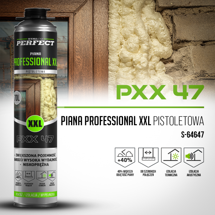 Piana montażowa pistoletowa STALCO PERFECT XXL 850 ml niskoprężna
