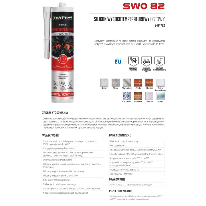 Silikon wysokotemperaturowy 300°C czerwony
