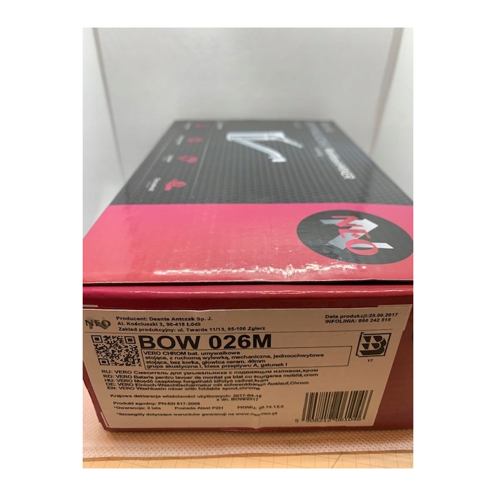 BATERIA UMYWALKOWA Z OBROTOWĄ WYLEWKĄ OBROTOWA CHROM VERO BOW 026M