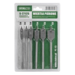 Wiertła piórowe do drewna STALCO 10–25 mm zestaw 6 szt. S-27125