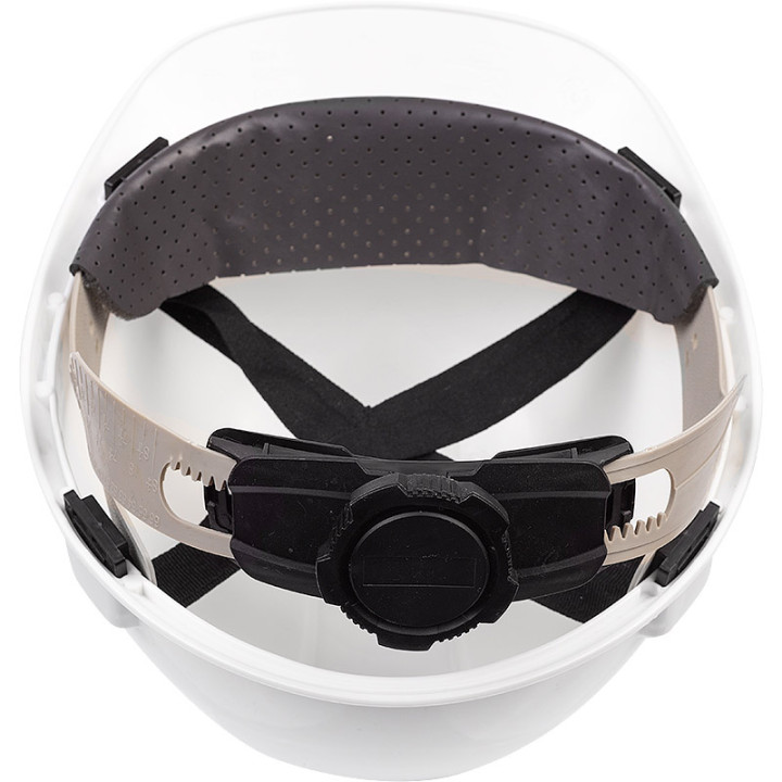 KASK OCHRONNY BIAŁY HDPE, 4-PUNKT. MOCOWANIE, CE