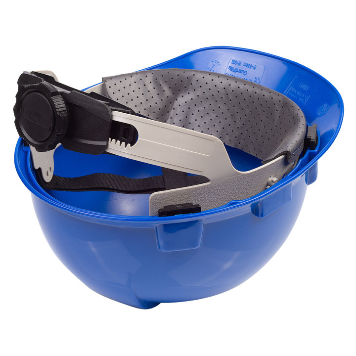 KASK OCHRONNY NIEBIESKI HDPE, 4-PUNKT. MOCOWANIE, CE