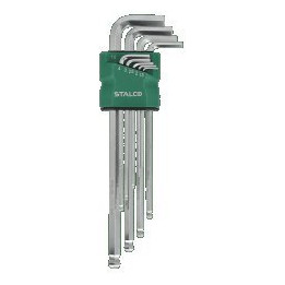 Zestaw kluczy imbusowych STALCO CrV z kulką długie 9 el. 1,5–10 mm