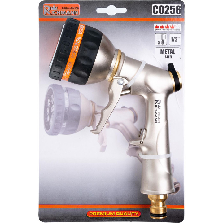 PISTOLET ZRASZAJĄCY 8 FUNKCJI 1/2' METALOWY