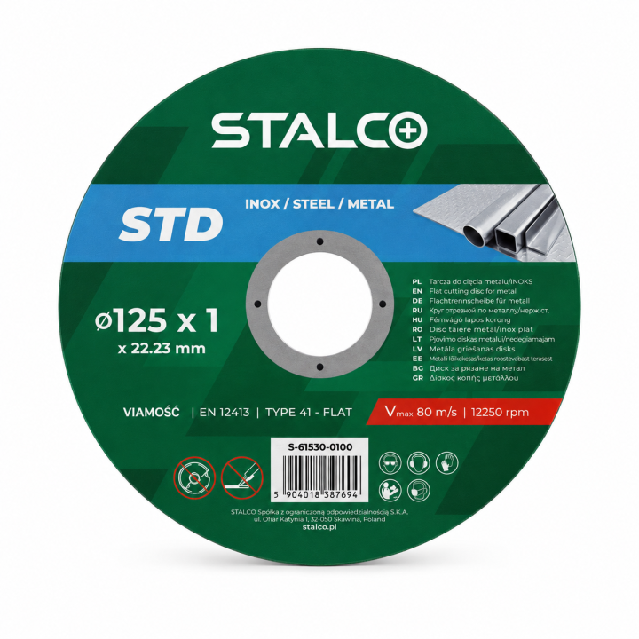 Tarcza do cięcia metalu INOX STALCO STD 125 x 1,0 mm płaska